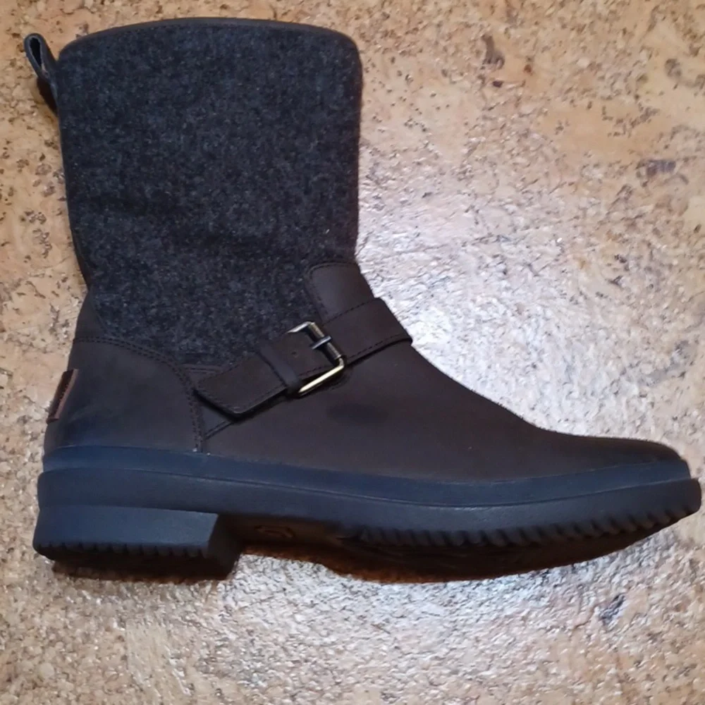 UGG Australia Women's Chocolate Brown Leather & Wool Robbie Boots 7.5 - Picture 4 of 10